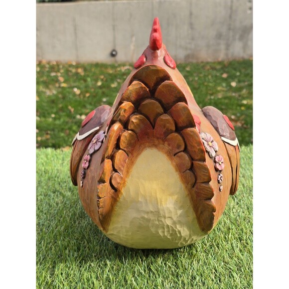 Jim Shore Rooster Chicken Hen Hope Outdoor Living Collection Floral Plaid 12" - Picture 6 of 12